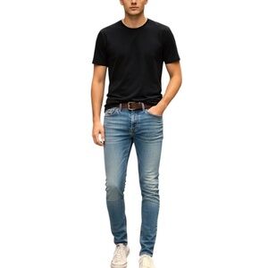 Levis 510 distressed worn in faded blue full length skinny jeans 32 x 32